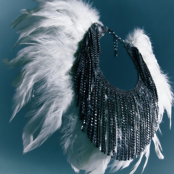Zara Jewelry - Zara limited edition rhinestones with feather design choker necklace